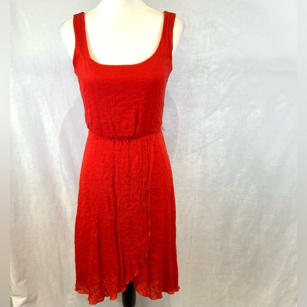 Luxology burnt orange midi faux wrap dress size 4